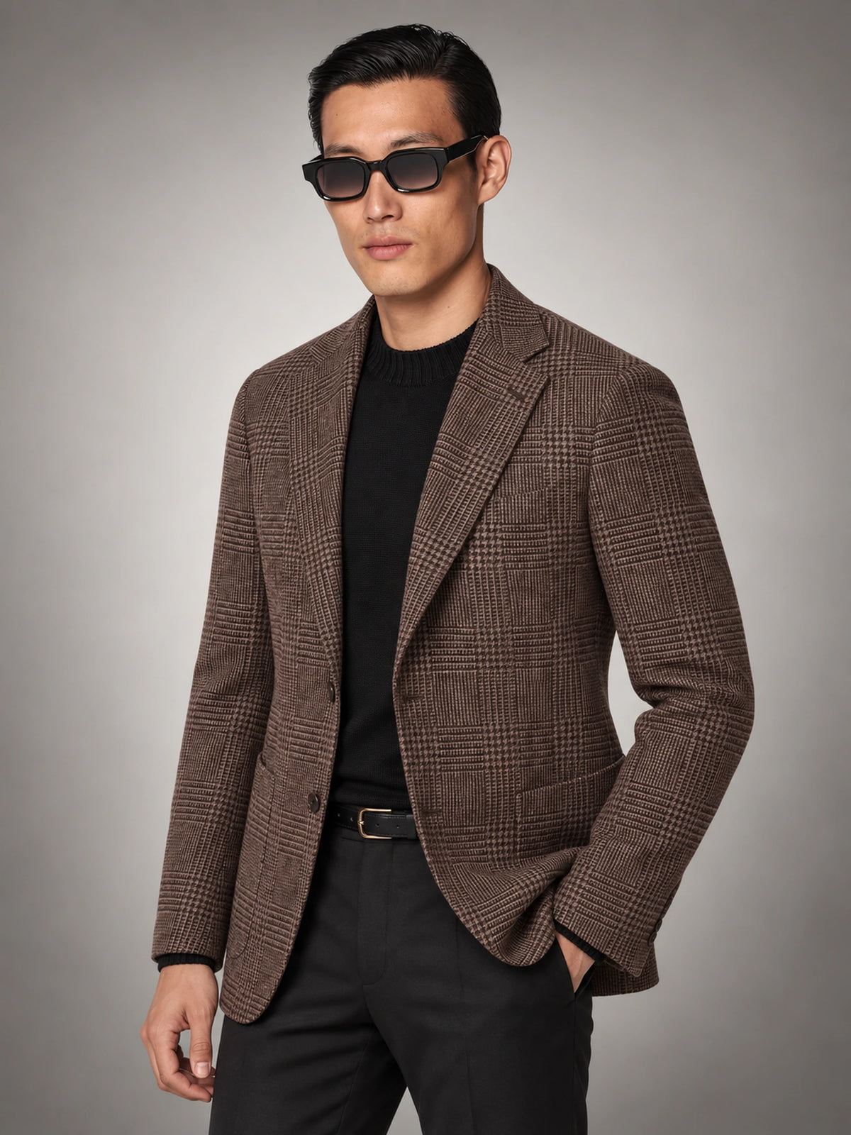 Men's Checked Sport-Coat Blazer in Brown Check — alternate view