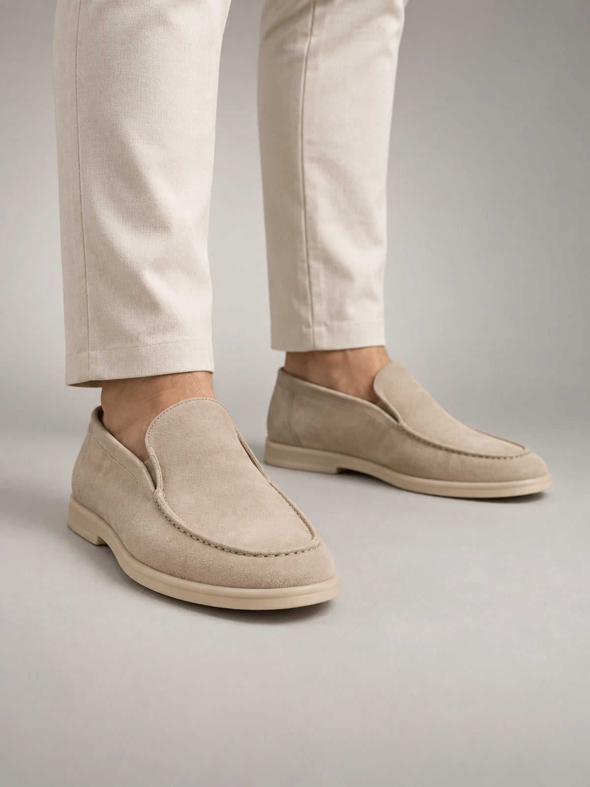 Men's Classic Suede Slip-On Loafers in Beige — alternate view