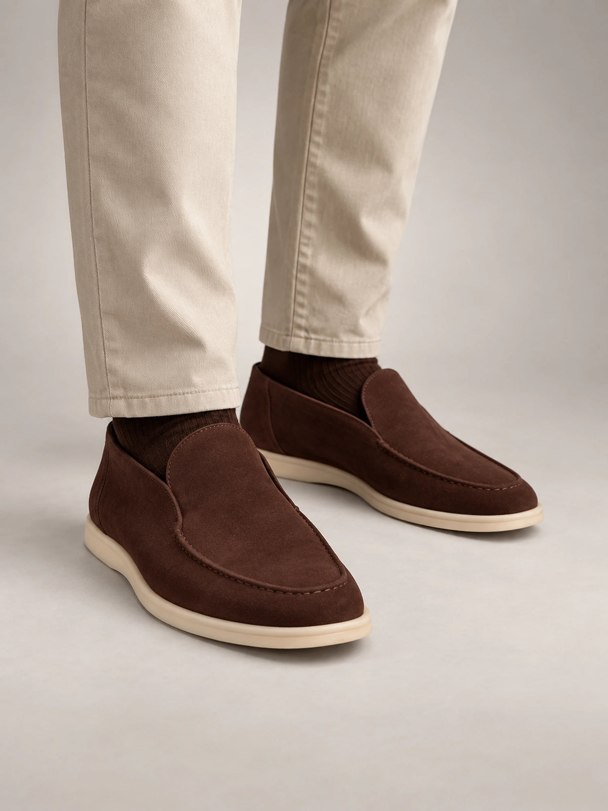 Men's Classic Suede Slip-On Loafers in Dark Brown — alternate view