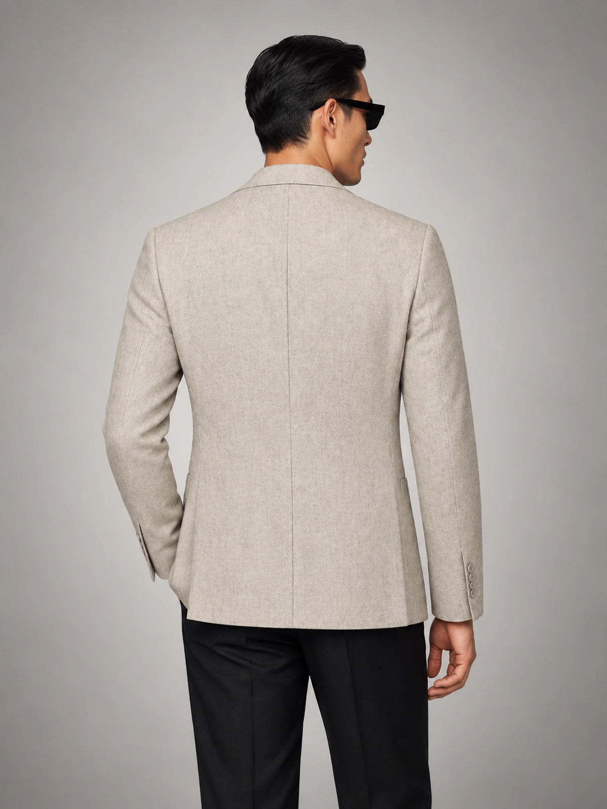 Men's Lightweight Summer Linen Blazer in Beige — back view