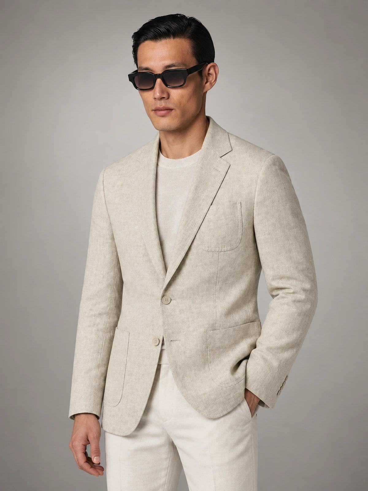 Men's Lightweight Summer Linen Blazer in Beige — alternate view