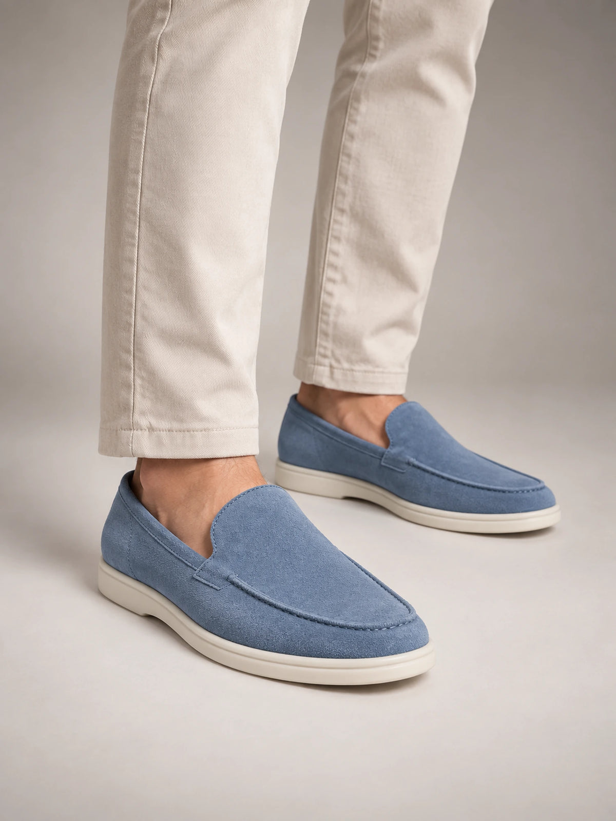 Men's Classic Suede Slip-On Loafers – Cortona in Light Blue — alternate view