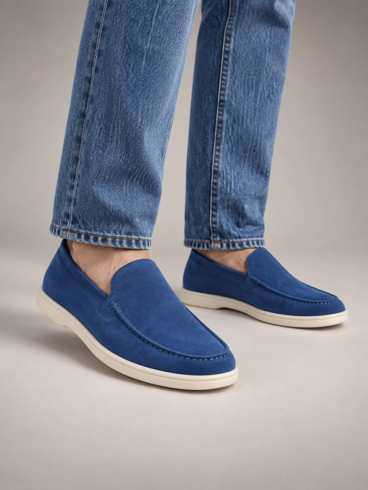 Men's Classic Suede Slip-On Loafers – Cortona in Royal Blue — front view