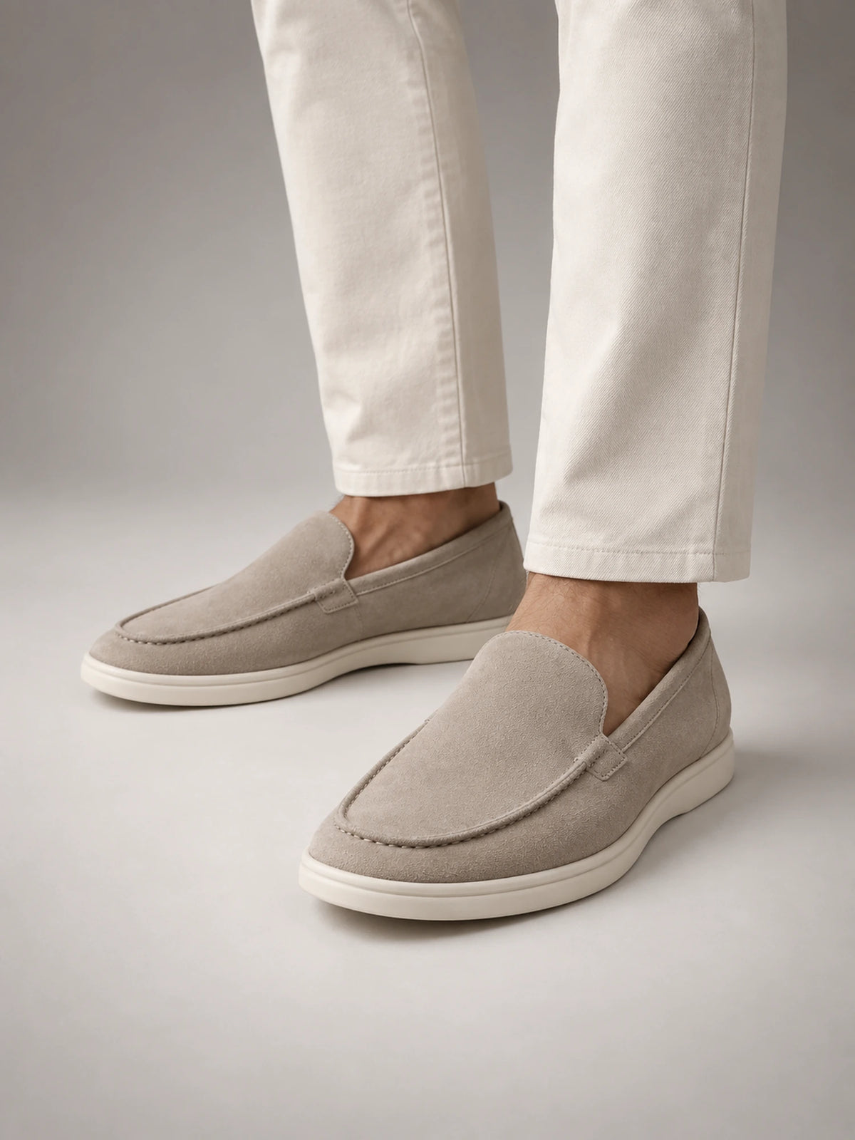 Men's Classic Suede Slip-On Loafers – Cortona in Taupe — alternate view