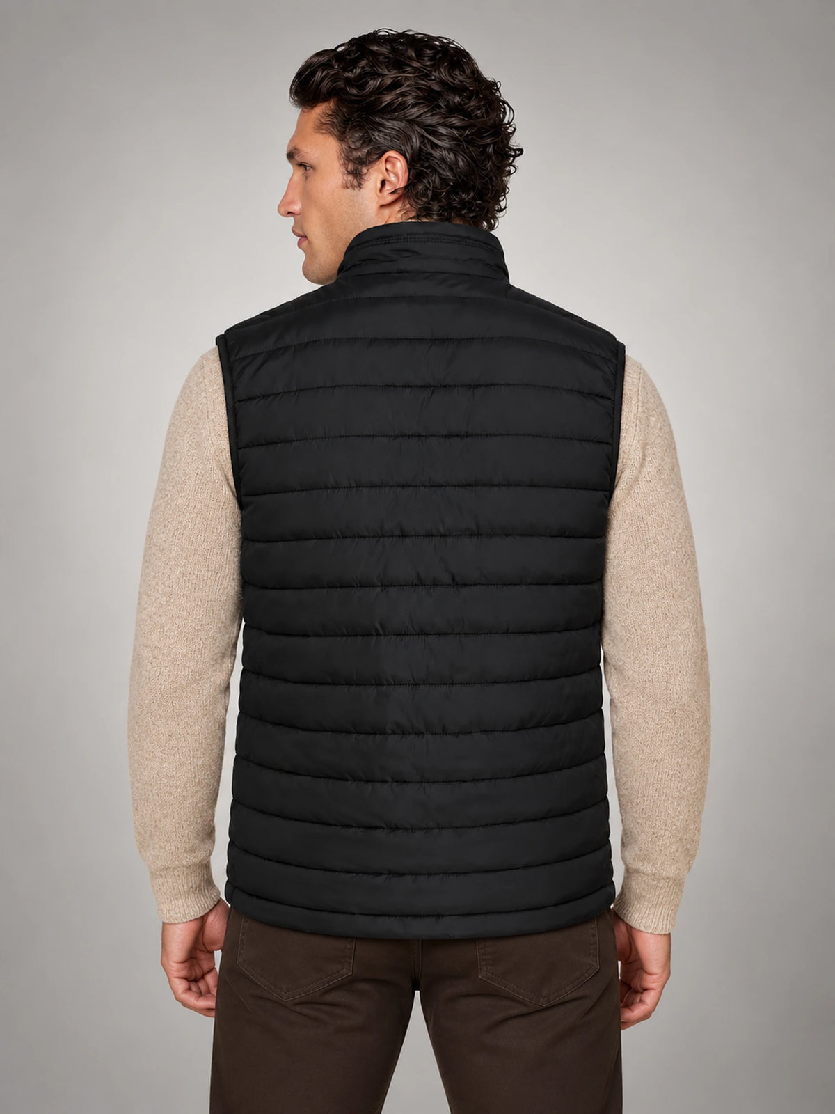 Men's Full-Zip Bodywarmer Gilet in Black — back view