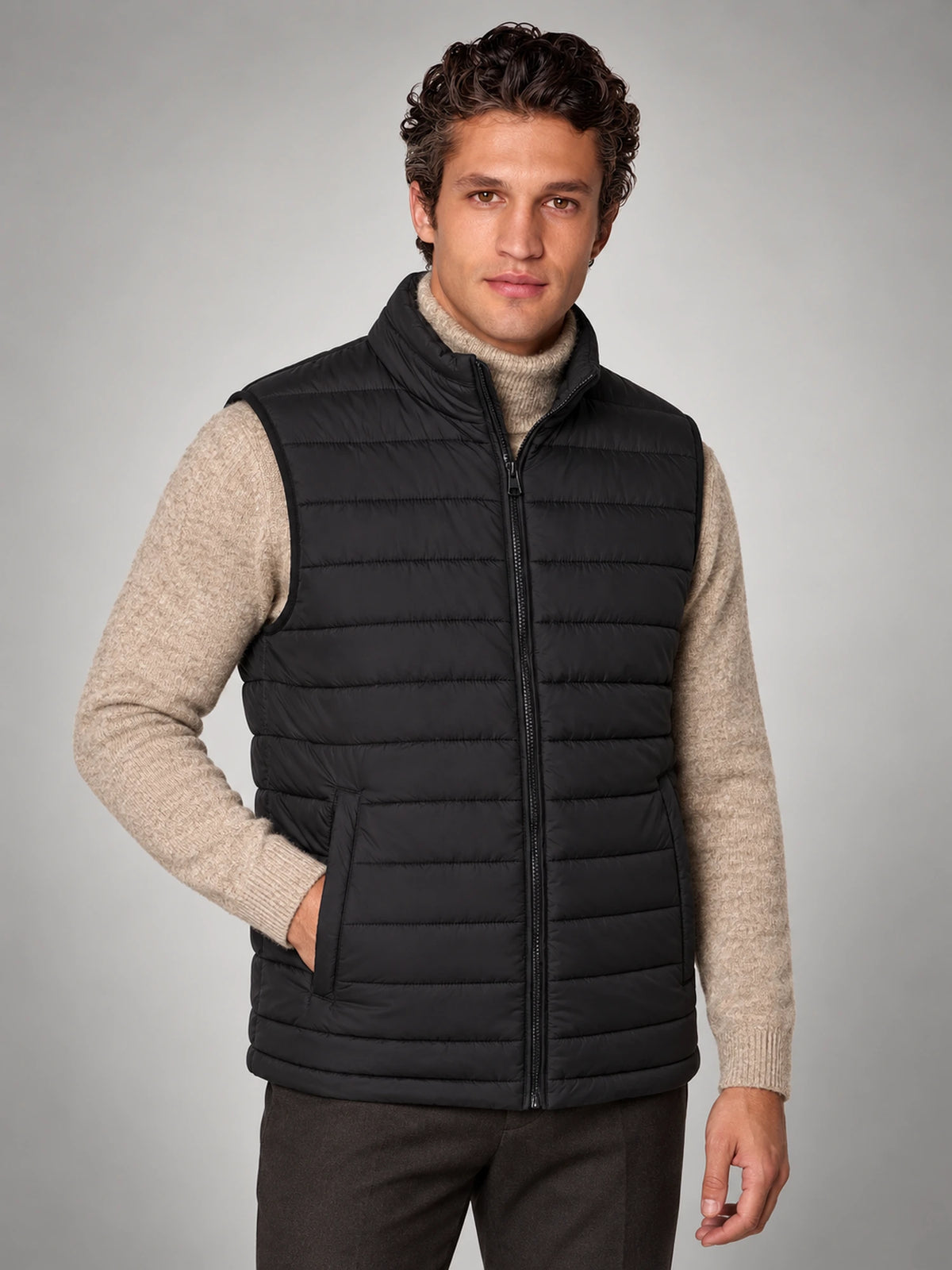 Men's Full-Zip Bodywarmer Gilet in Black — alternate view