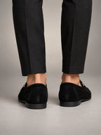 Volantero Men's Elegant Slip-On Loafers in Black, back view