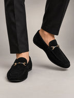 Volantero Men's Elegant Slip-On Loafers in Black, hover view