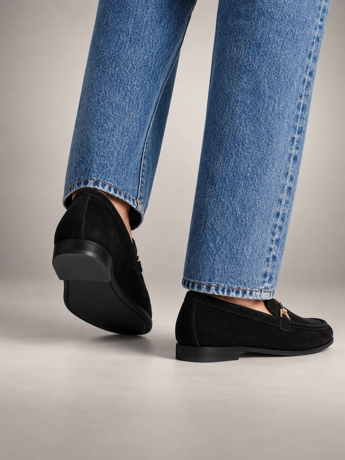 Volantero Men's Elegant Slip-On Loafers in Black, side view