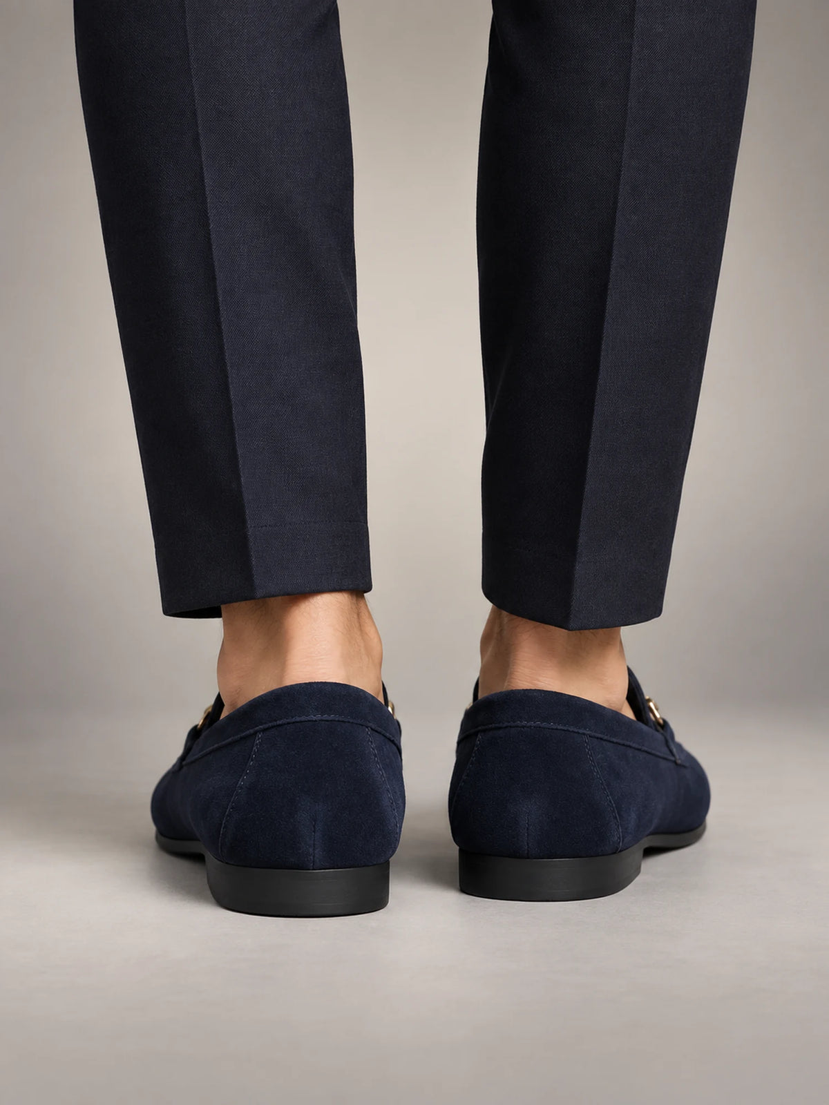 Volantero Men's Elegant Slip-On Loafers in Blue, back view