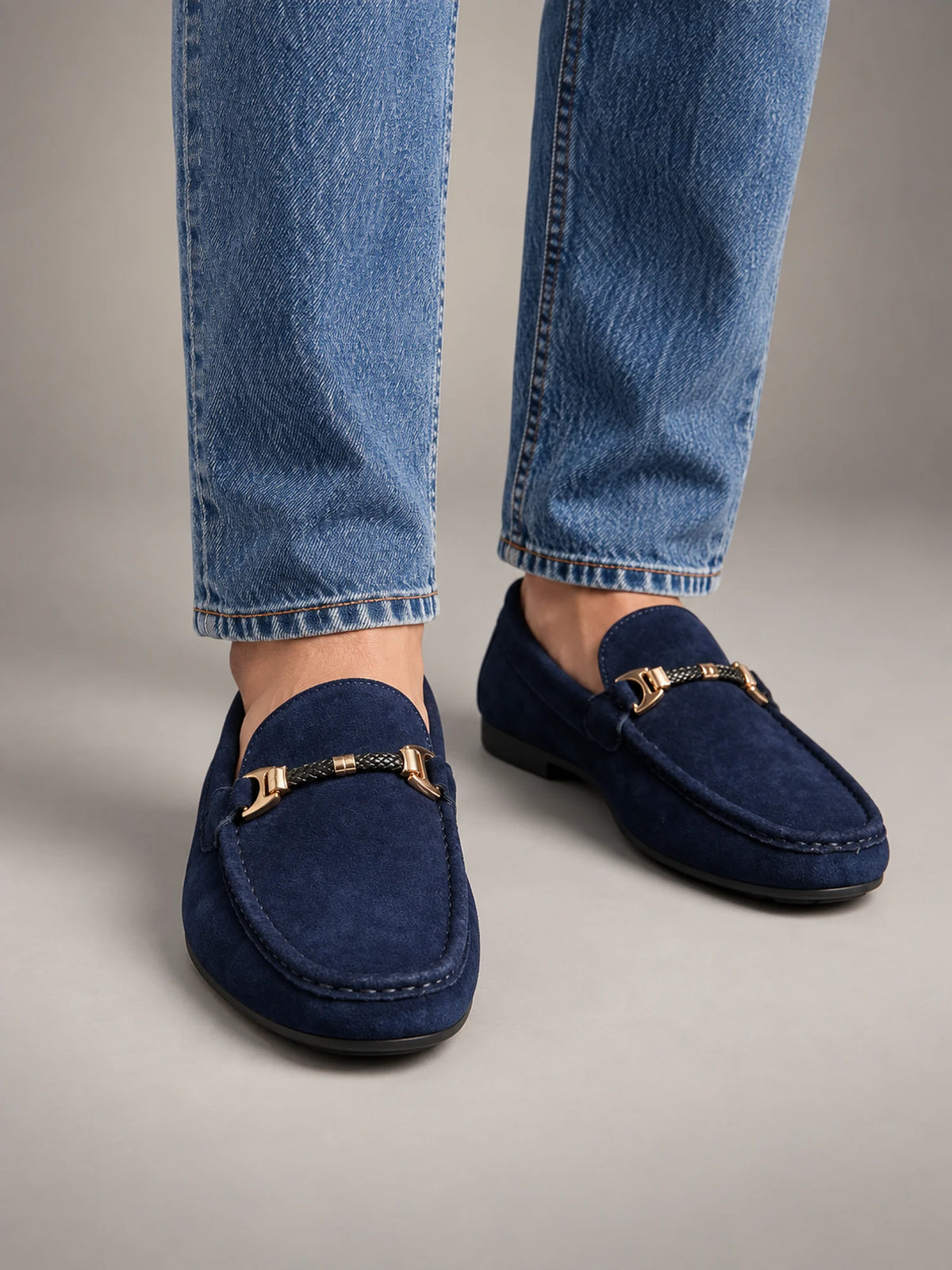 Volantero Men's Elegant Slip-On Loafers in Blue, front view