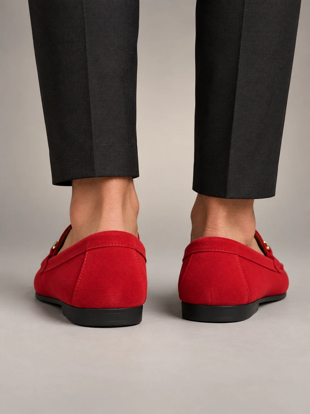 Volantero Men's Elegant Slip-On Loafers in Red, back view