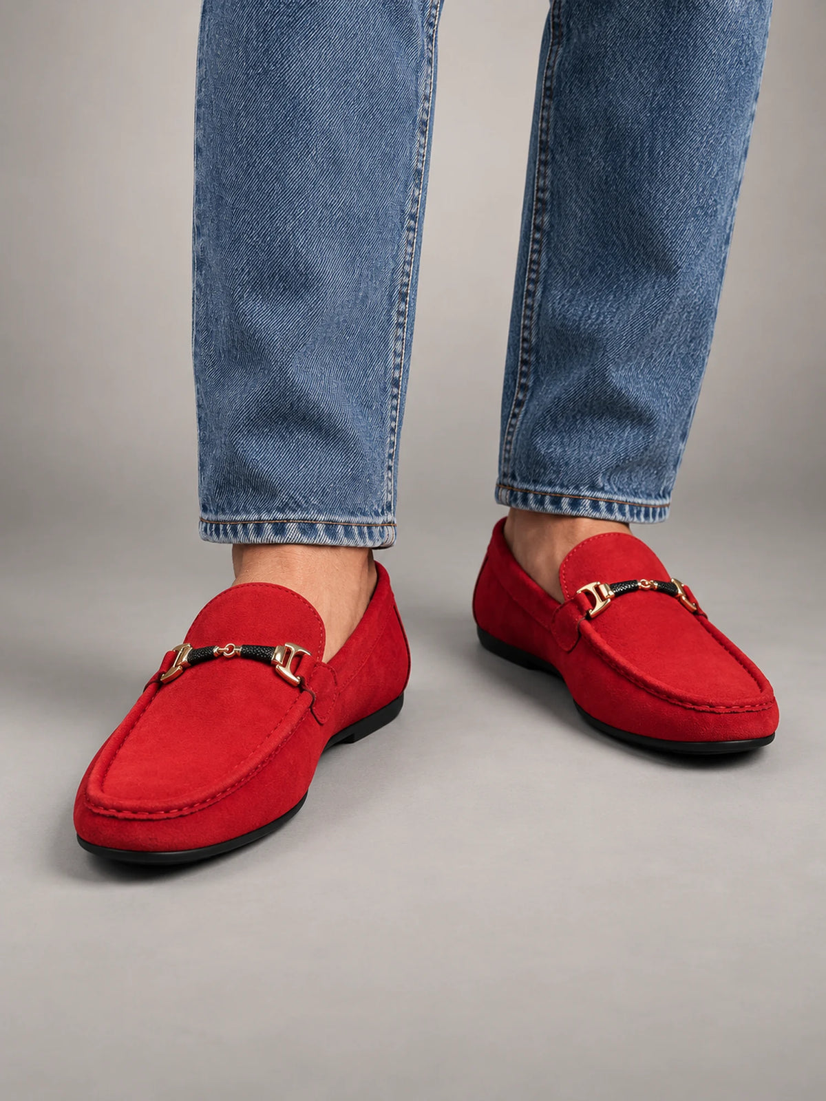 Volantero Men's Elegant Slip-On Loafers in Red, front view