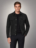 Volantero Men's Minimalist Button Closure Jacket in Black, front view