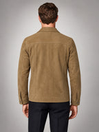 Volantero Men's Minimalist Button Closure Jacket in Brown, back view