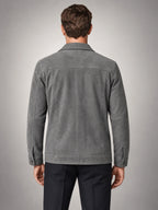 Volantero Men's Minimalist Button Closure Jacket in Grey, back view