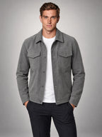 Volantero Men's Minimalist Button Closure Jacket in Grey, hover view