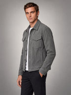 Volantero Men's Minimalist Button Closure Jacket in Grey, side view