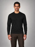 Volantero Men's Cotton-Blend Long-Sleeve Crew-Neck Shirt in Black, front view