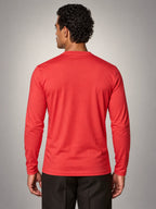Volantero Men's Cotton-Blend Long-Sleeve Crew-Neck Shirt in Red, back view