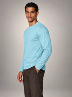 Volantero Men's Cotton-Blend Long-Sleeve Crew-Neck Shirt in Sky Blue, side view