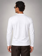 Volantero Men's Cotton-Blend Long-Sleeve Crew-Neck Shirt in White, back view