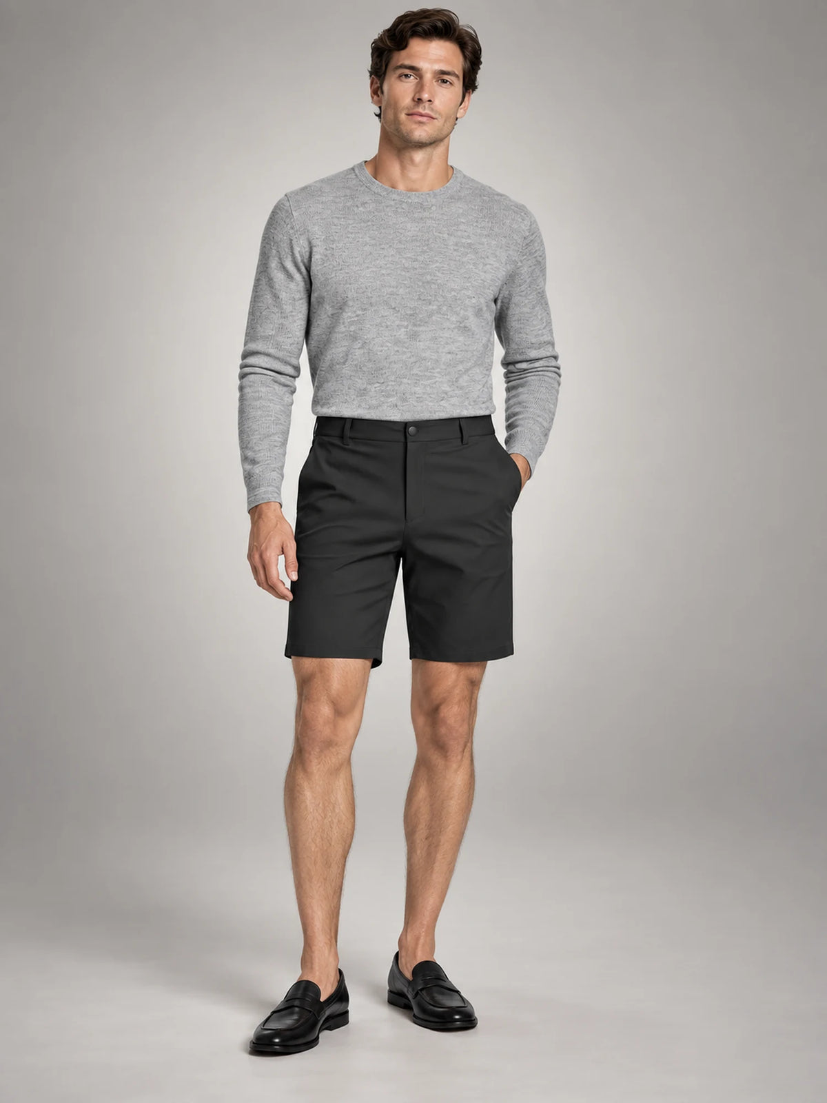 Volantero Men's Technical Stretch Chino Shorts in Black, front view