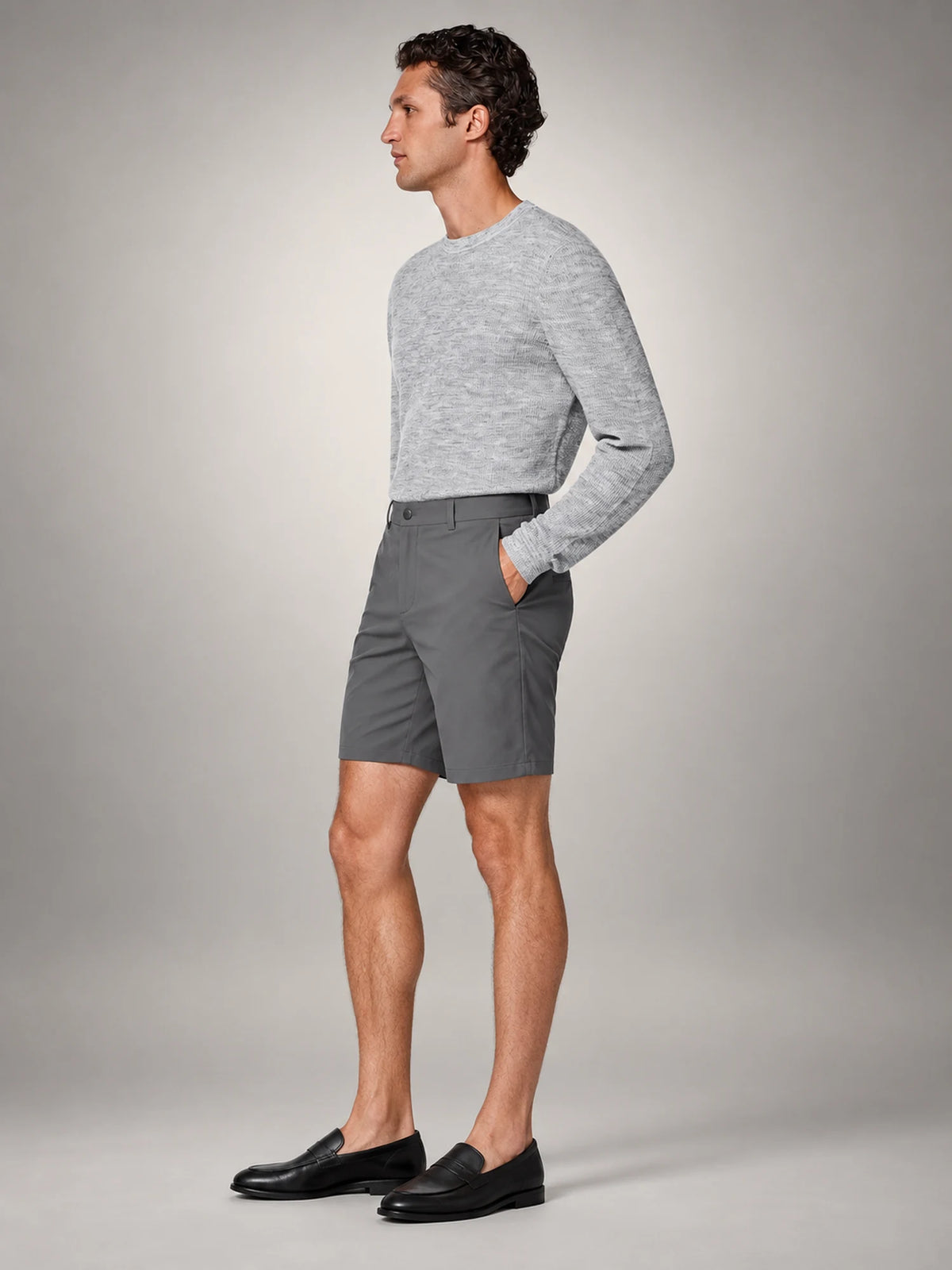 Volantero Men's Technical Stretch Chino Shorts in Grey, side view