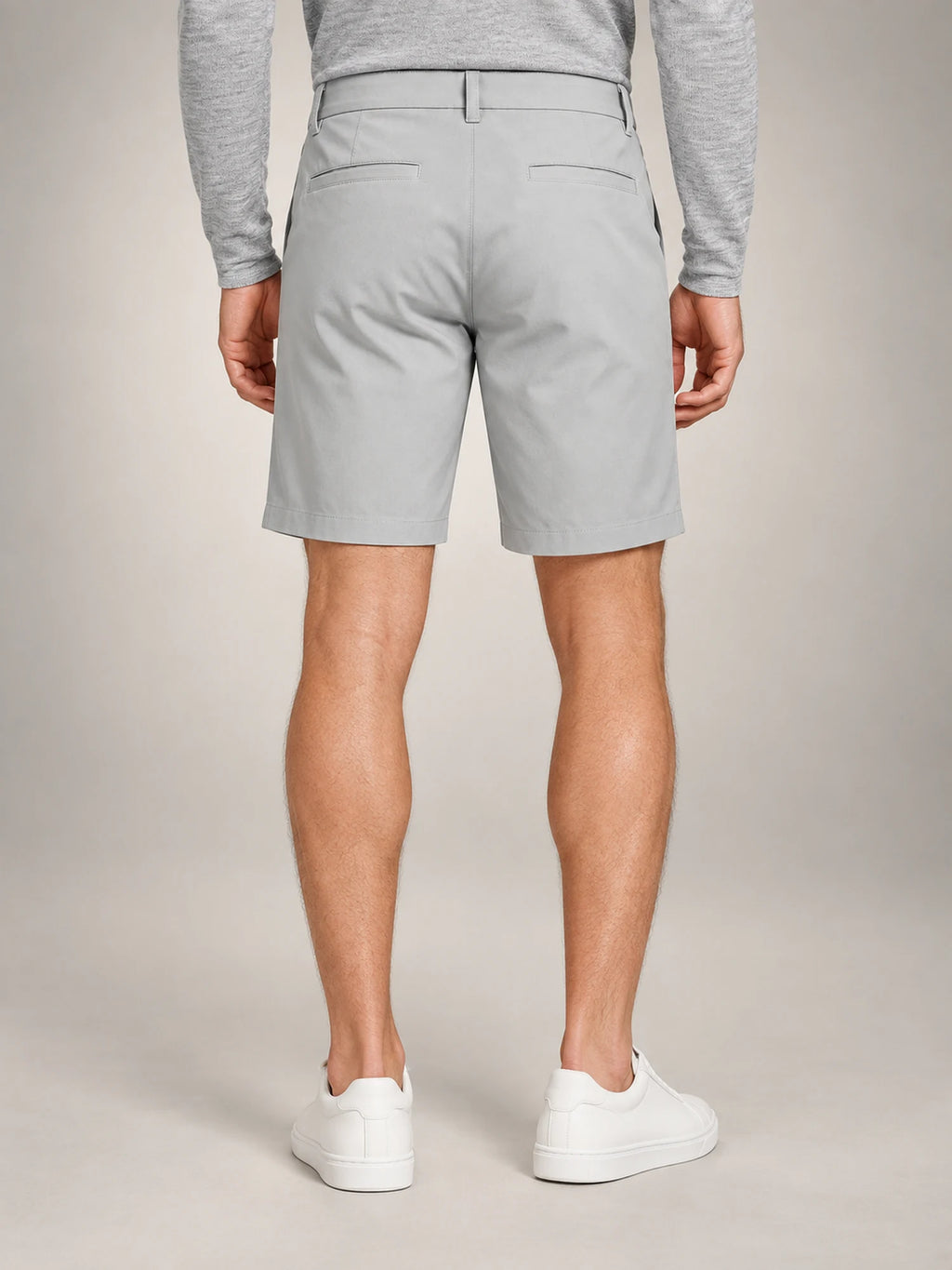 Volantero Men's Technical Stretch Chino Shorts in Light Grey, back view