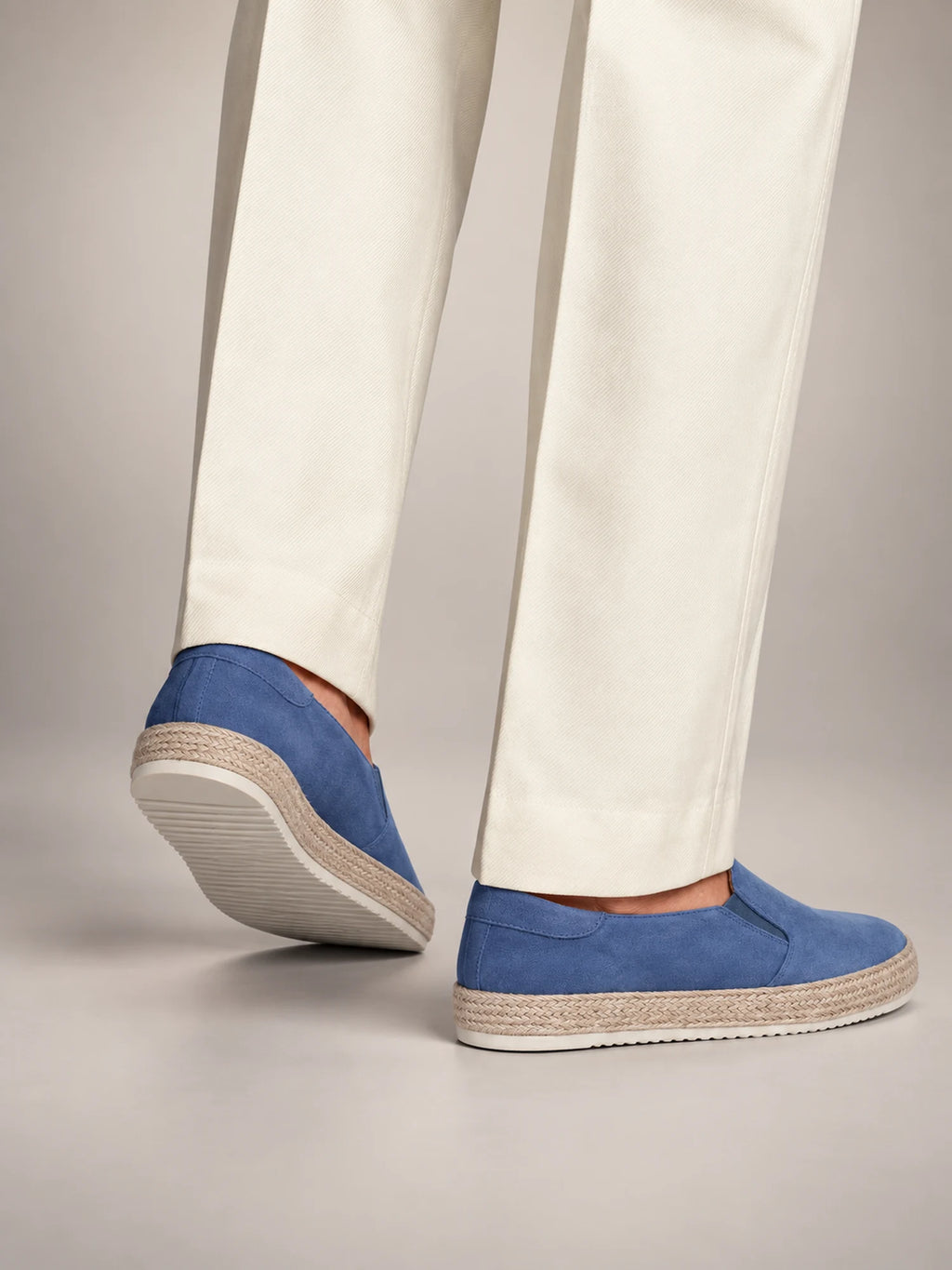 Volantero Men's Suede Slip-On Beach Loafers in Blue, side view
