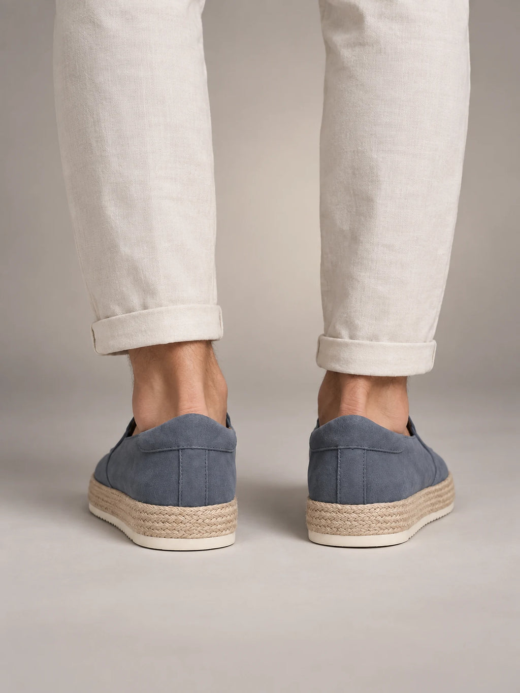 Volantero Men's Suede Slip-On Beach Loafers in Grey, back view