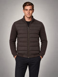 Volantero Men's Knit Sleeve Down Jacket in Brown, front view