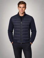 Volantero Men's Knit Sleeve Down Jacket in Navy, hover view