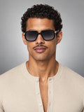 Volantero Men's Square Double Bridge Sunglasses in Black, main view