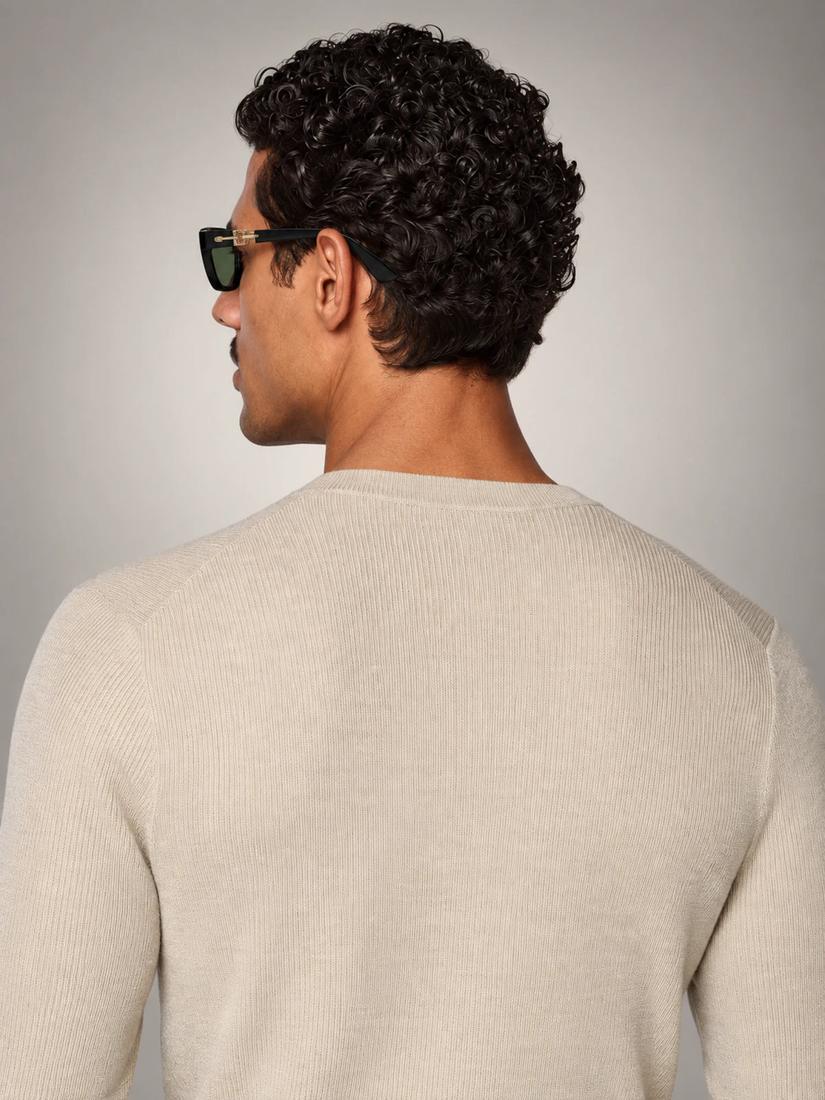 Volantero Men's Square Double Bridge Sunglasses in Dark Green, back view