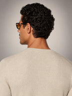 Volantero Men's Square Double Bridge Sunglasses in Orange, back view