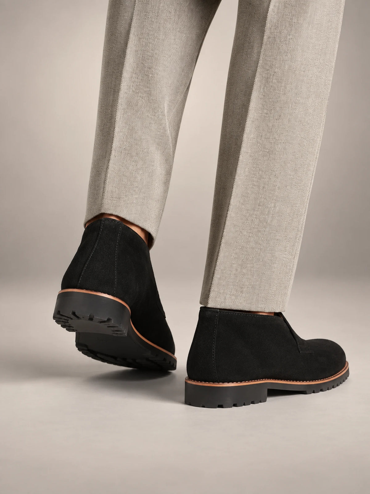 Volantero Men's Leather Ankle Boots in Black, side view