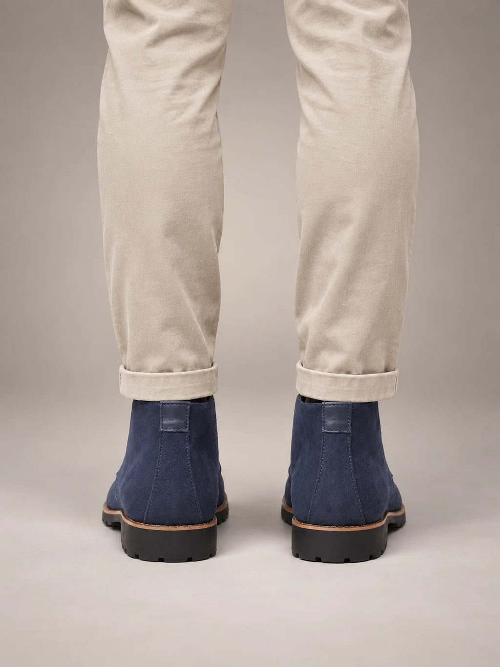 Volantero Men's Leather Ankle Boots in Blue, back view