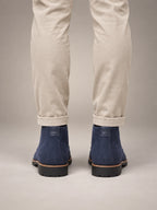 Volantero Men's Leather Ankle Boots in Blue, back view