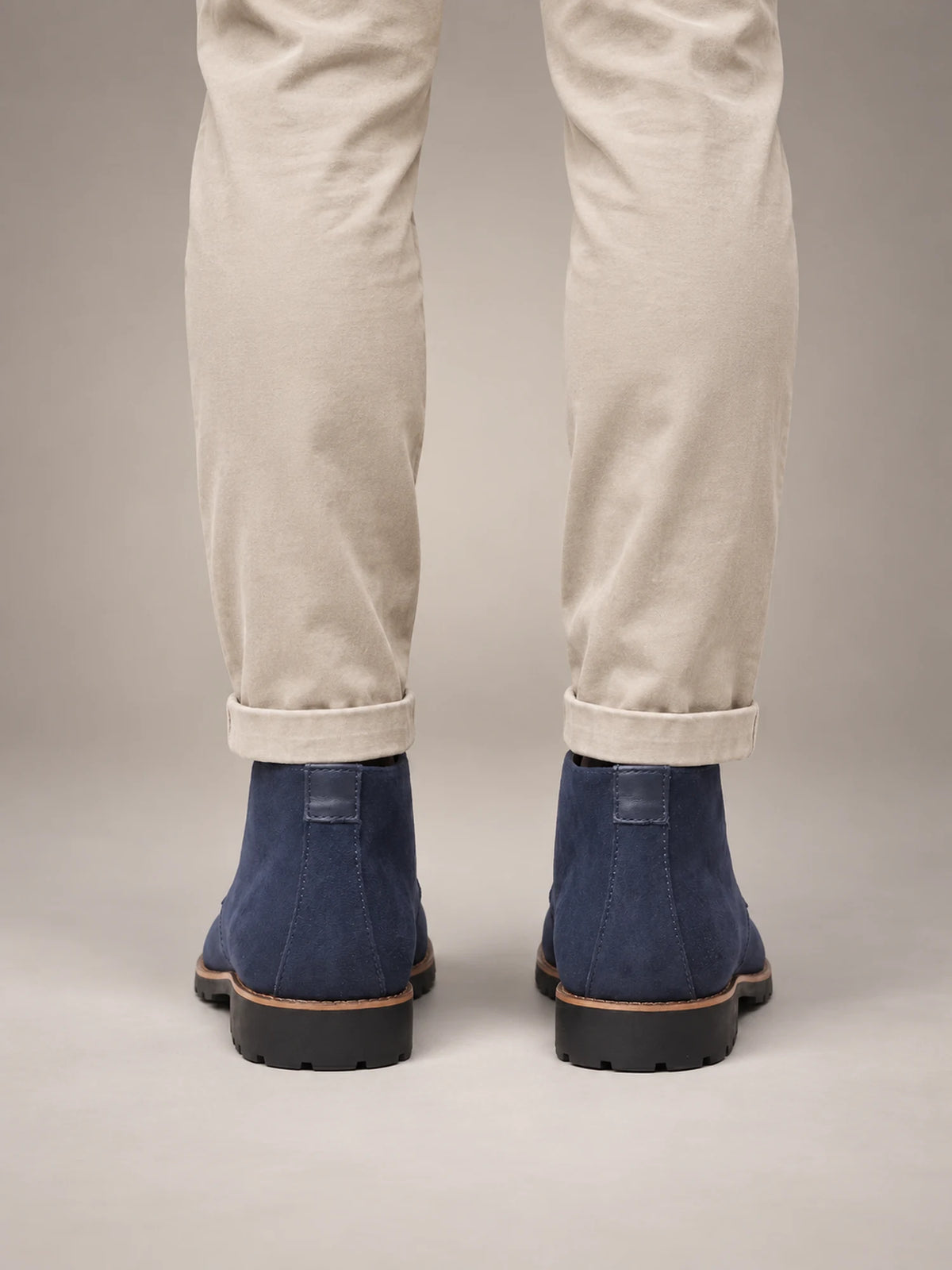 Volantero Men's Leather Ankle Boots in Blue, back view