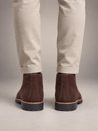 Volantero Men's Leather Ankle Boots in Brown, back view