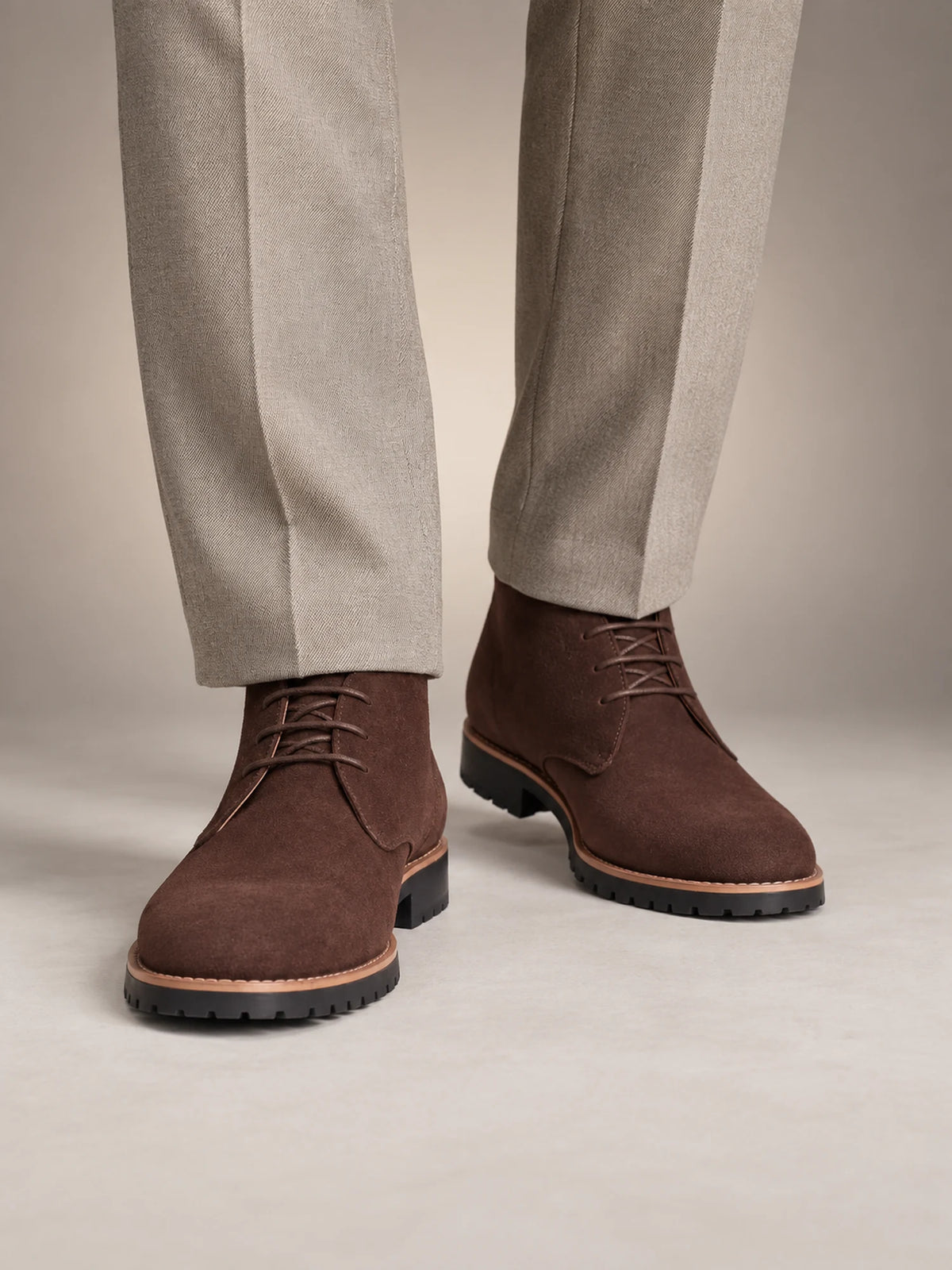 Volantero Men's Leather Ankle Boots in Brown, front view