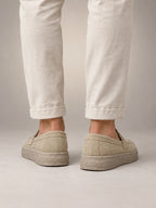 Volantero Men's Casual Slip-On Loafers in Beige, back view