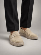 Volantero Men's Casual Slip-On Loafers in Beige, front view