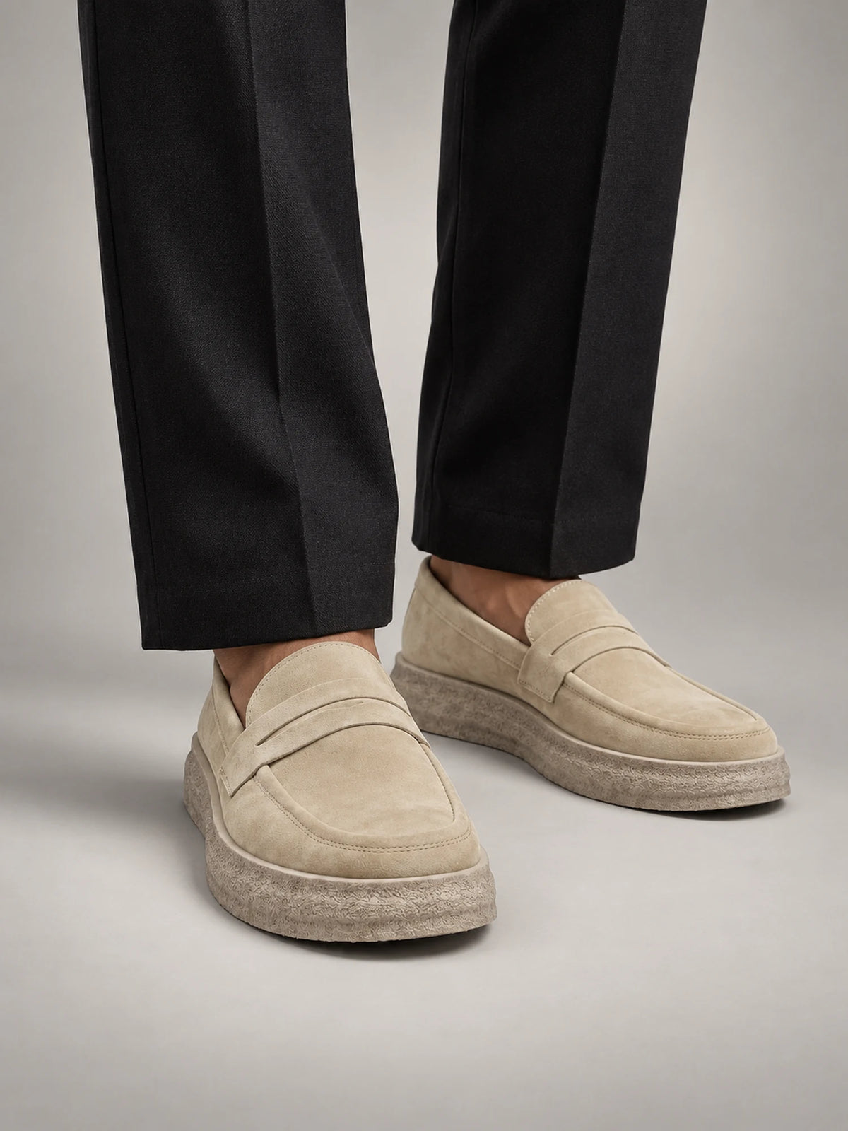 Volantero Men's Casual Slip-On Loafers in Beige, front view