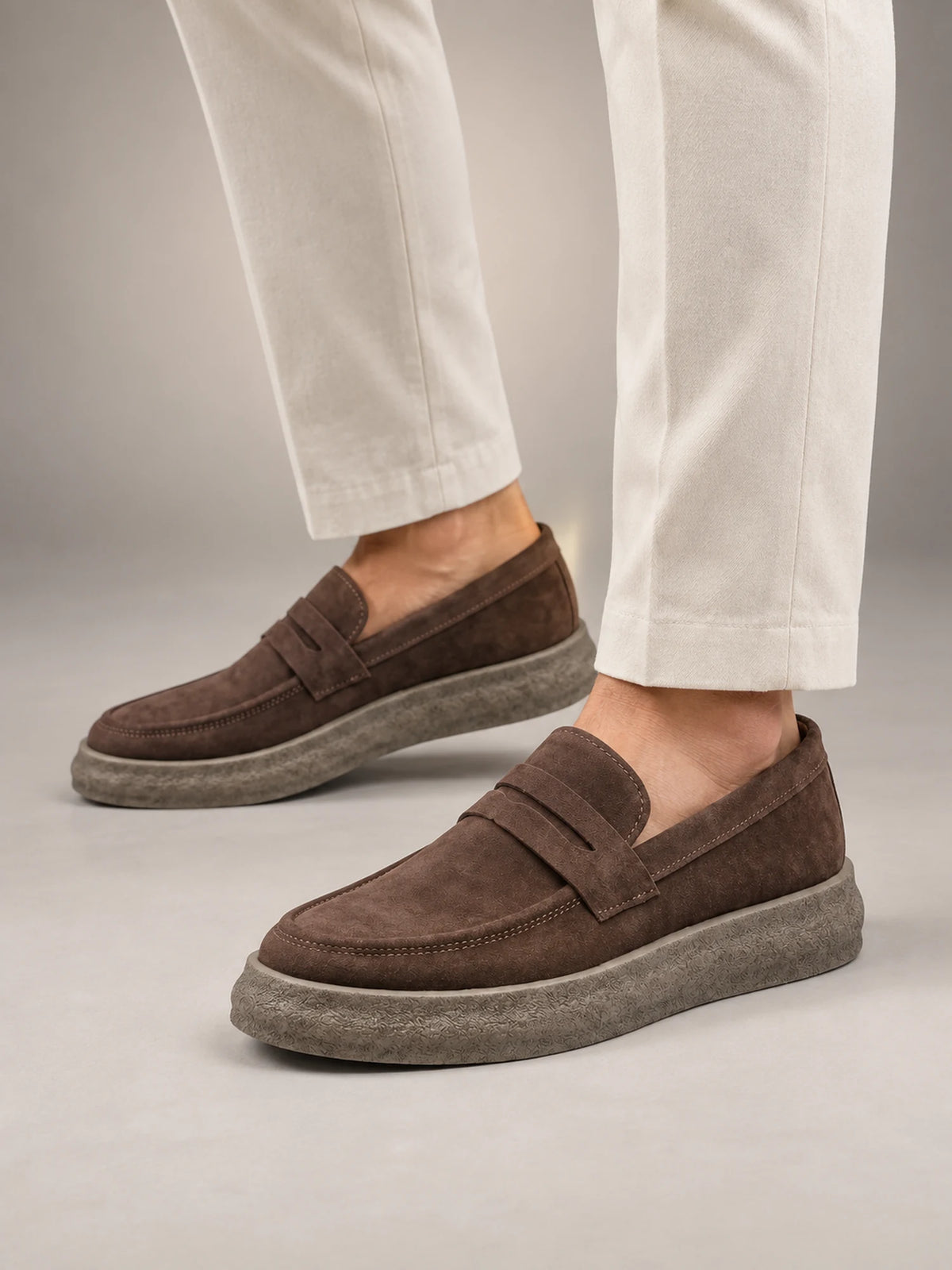 Volantero Men's Casual Slip-On Loafers in Brown, hover view