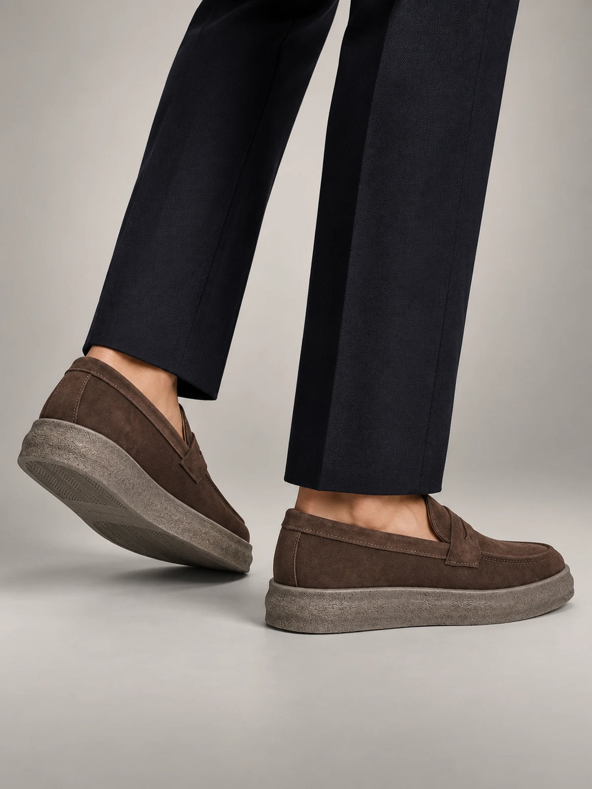 Volantero Men's Casual Slip-On Loafers in Brown, side view