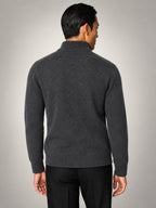 Volantero Men's Charcoal Half-Zip Sweater in Grey, back view