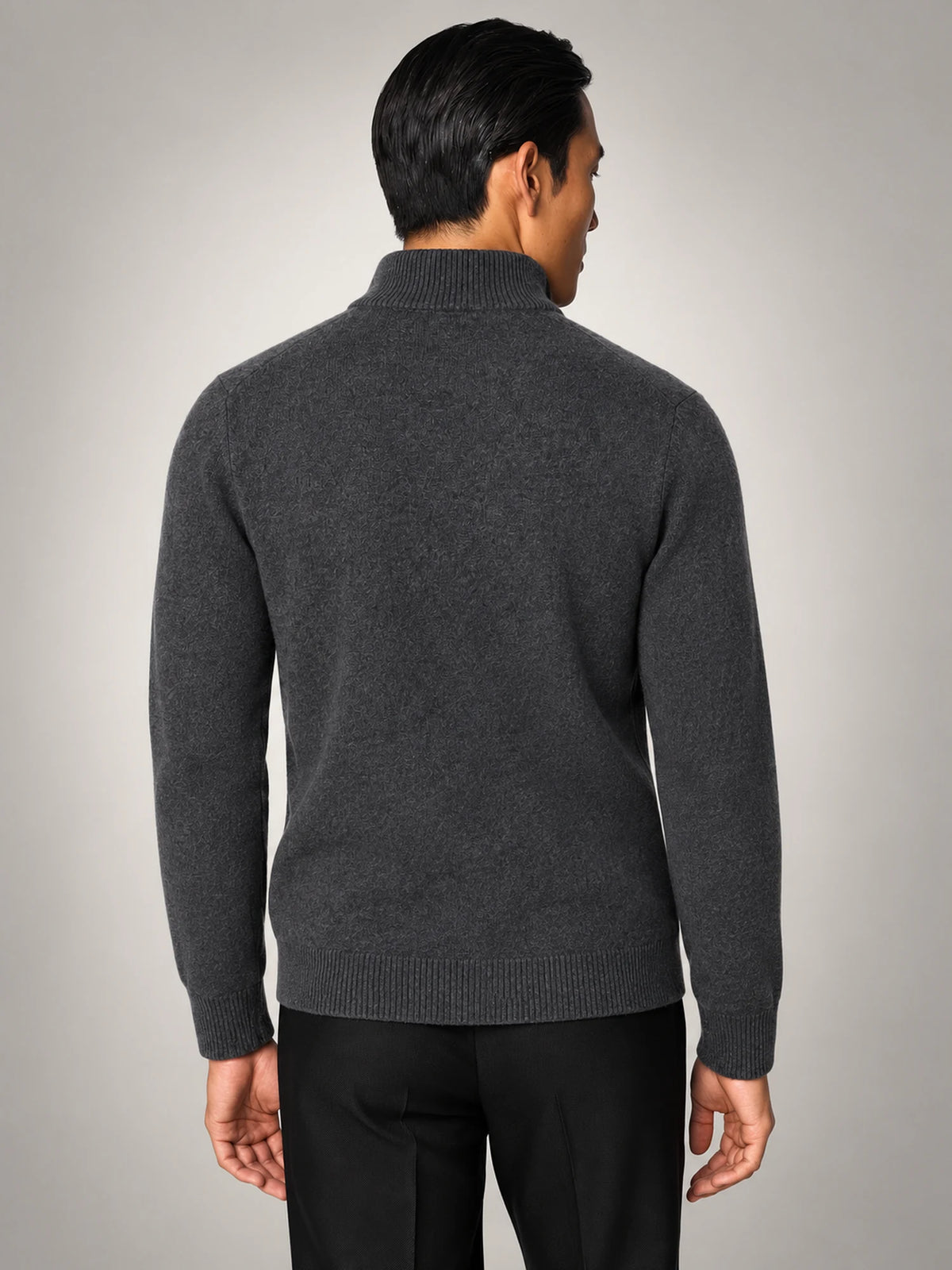 Volantero Men's Charcoal Half-Zip Sweater in Grey, back view