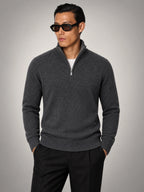 Volantero Men's Charcoal Half-Zip Sweater in Grey, hover view